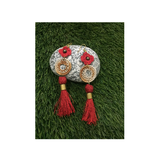 crochet thread and metal earrings